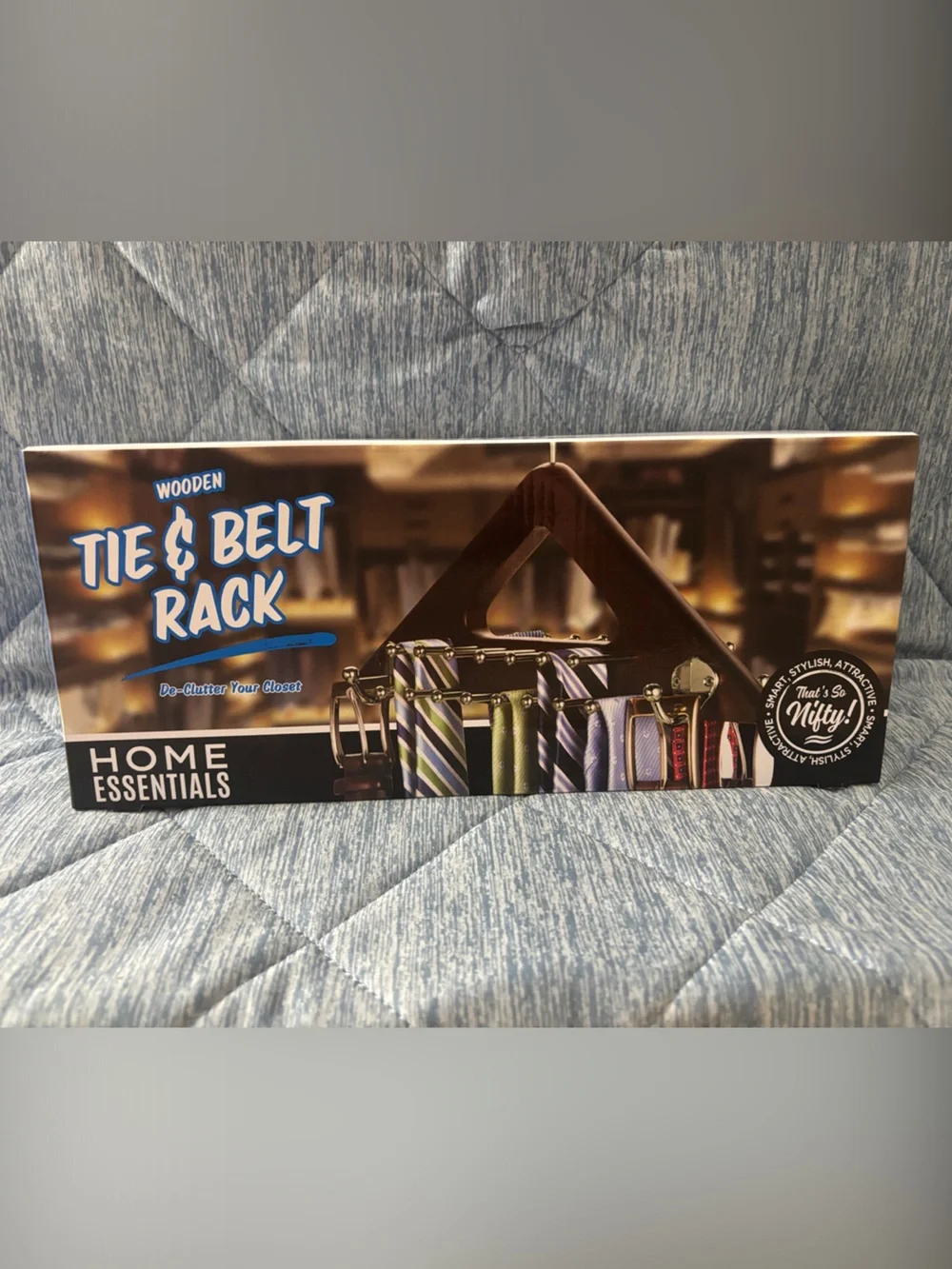 Nifty Wooden Tie & Belt Rack - Wooden Brown
